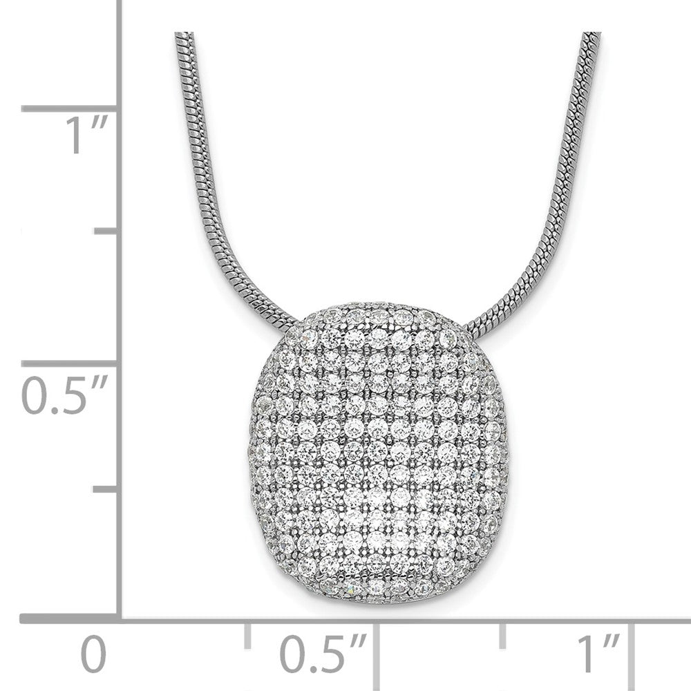 Sterlingsilber Rhodiniert Zirkonia Brillant Glut Pavé Oval Halskette