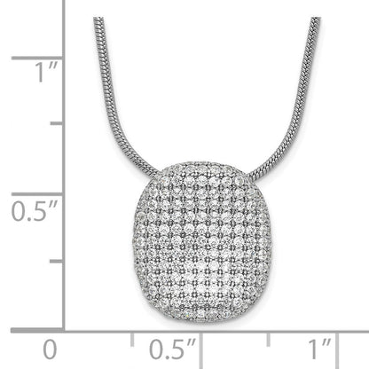 Sterlingsilber Rhodiniert Zirkonia Brillant Glut Pavé Oval Halskette
