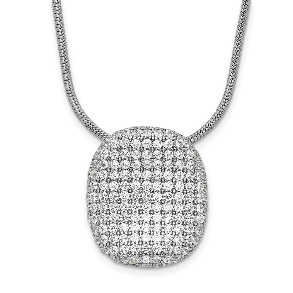 Sterlingsilber Rhodiniert Zirkonia Brillant Glut Pavé Oval Halskette