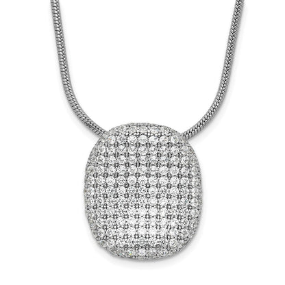 Sterlingsilber Rhodiniert Zirkonia Brillant Glut Pavé Oval Halskette