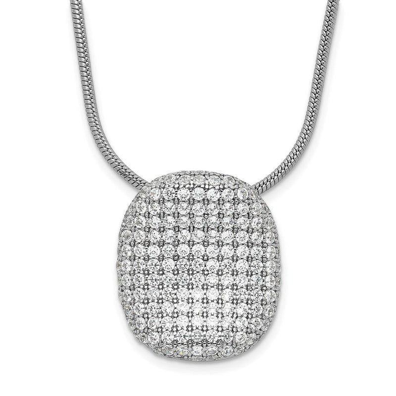 Sterlingsilber Rhodiniert Zirkonia Brillant Glut Pavé Oval Halskette