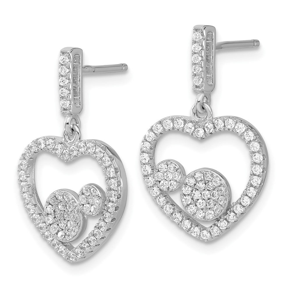Sterlingsilber Brillant Glut Poliert Zirkonia Herz Hängend Ohrstecker