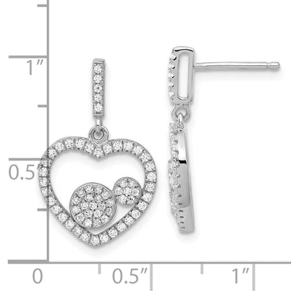Sterlingsilber Brillant Glut Poliert Zirkonia Herz Hängend Ohrstecker