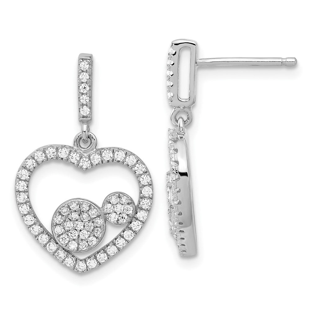 Sterlingsilber Brillant Glut Poliert Zirkonia Herz Hängend Ohrstecker