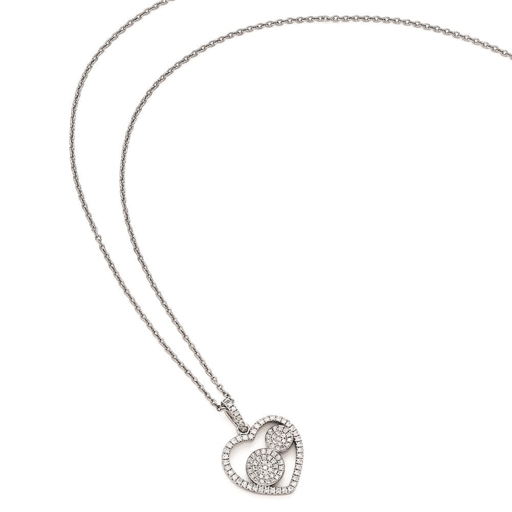 Sterlingsilber & Zirkonia Brillant Glut Poliert Herz Halskette