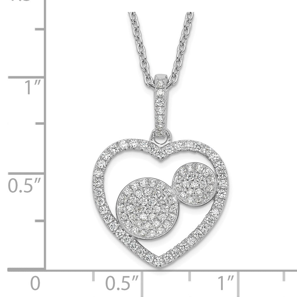 Sterlingsilber & Zirkonia Brillant Glut Poliert Herz Halskette
