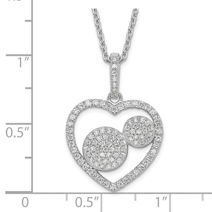 Sterlingsilber & Zirkonia Brillant Glut Poliert Herz Halskette
