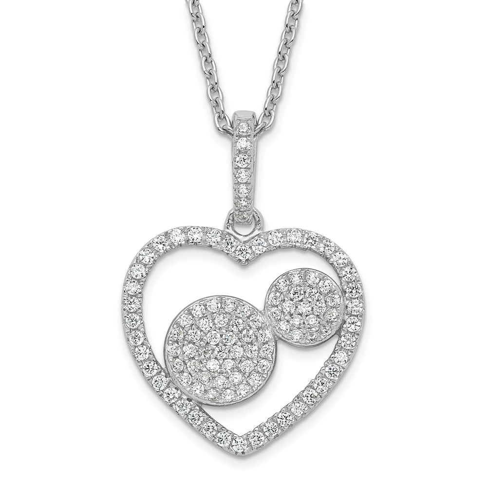 Sterlingsilber & Zirkonia Brillant Glut Poliert Herz Halskette