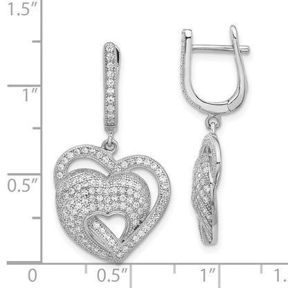 Sterlingsilber Brillant Glut Zirkonia Herzen Klappbar Stecker Ohrhänger