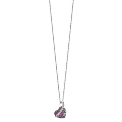 Sterlingsilber Brillant Glut Rhodiniert 68 Stein 18 Zoll Mikro Pavé Rosa und Weiß Zirkonia Herz Halskette mit 2 Verlängerung