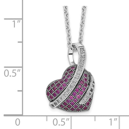 Sterlingsilber Brillant Glut Rhodiniert 68 Stein 18 Zoll Mikro Pavé Rosa und Weiß Zirkonia Herz Halskette mit 2 Verlängerung