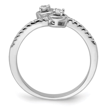 Sterlingsilber Brillant Glut Rhodiniert 21 Stein Mikro Pavé Zirkonia Herz Ring
