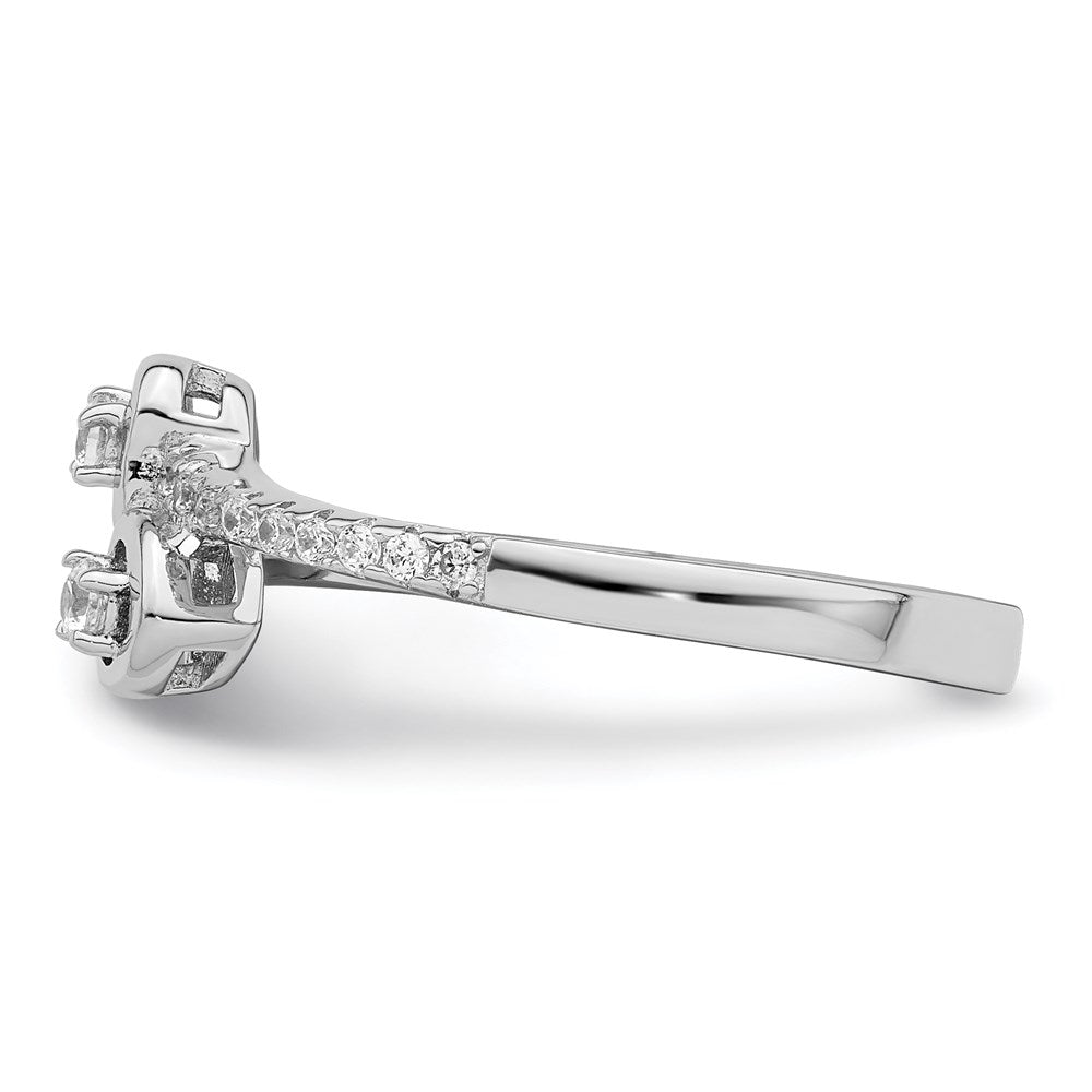 Sterlingsilber Brillant Glut Rhodiniert 21 Stein Mikro Pavé Zirkonia Herz Ring