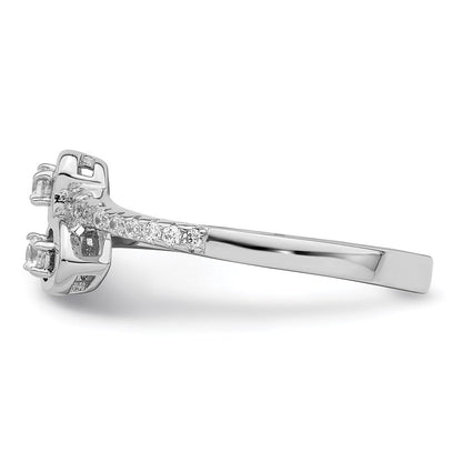 Sterlingsilber Brillant Glut Rhodiniert 21 Stein Mikro Pavé Zirkonia Herz Ring