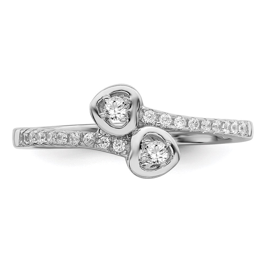 Sterlingsilber Brillant Glut Rhodiniert 21 Stein Mikro Pavé Zirkonia Herz Ring