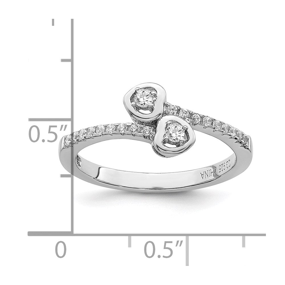 Sterlingsilber Brillant Glut Rhodiniert 21 Stein Mikro Pavé Zirkonia Herz Ring