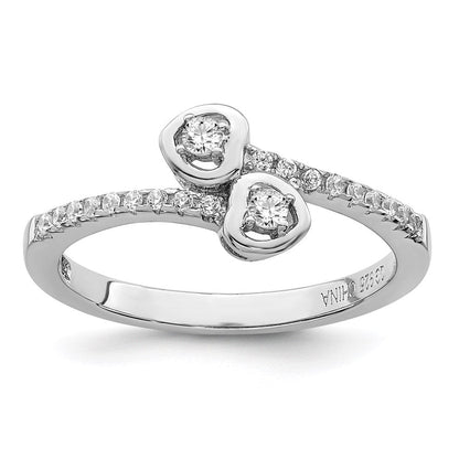 Sterlingsilber Brillant Glut Rhodiniert 21 Stein Mikro Pavé Zirkonia Herz Ring