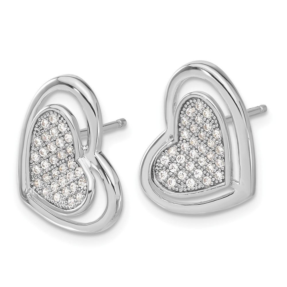 Sterlingsilber Brillant Glut Poliert Zirkonia Herz Ohrstecker