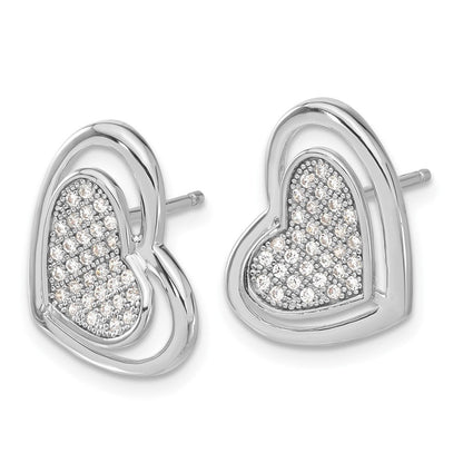 Sterlingsilber Brillant Glut Poliert Zirkonia Herz Ohrstecker