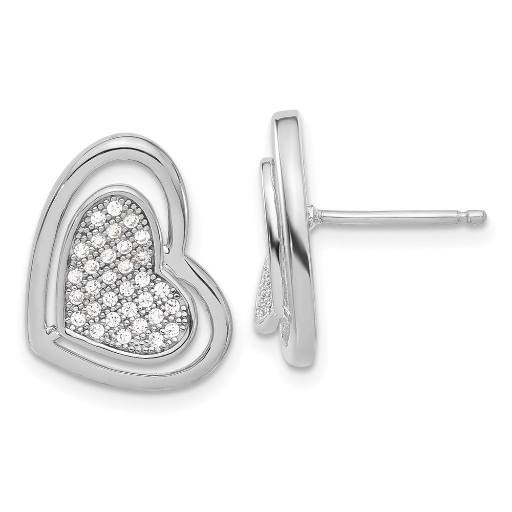 Sterlingsilber Brillant Glut Poliert Zirkonia Herz Ohrstecker