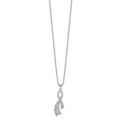 Sterlingsilber Brillant Glut Rhodiniert 78 Stein 18 Zoll Mikro Pavé Zirkonia Schleife Halskette mit 2 Verlängerung