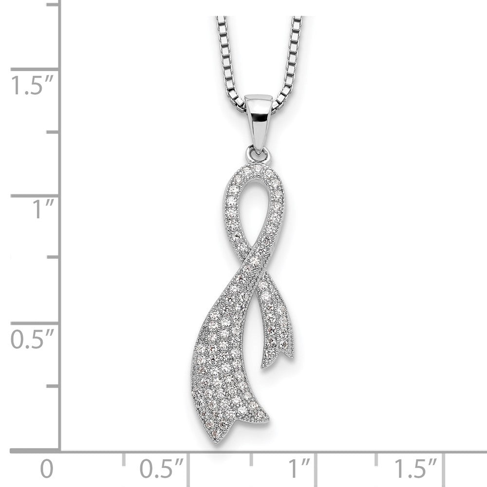 Sterlingsilber Brillant Glut Rhodiniert 78 Stein 18 Zoll Mikro Pavé Zirkonia Schleife Halskette mit 2 Verlängerung