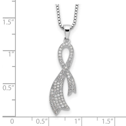 Sterlingsilber Brillant Glut Rhodiniert 78 Stein 18 Zoll Mikro Pavé Zirkonia Schleife Halskette mit 2 Verlängerung