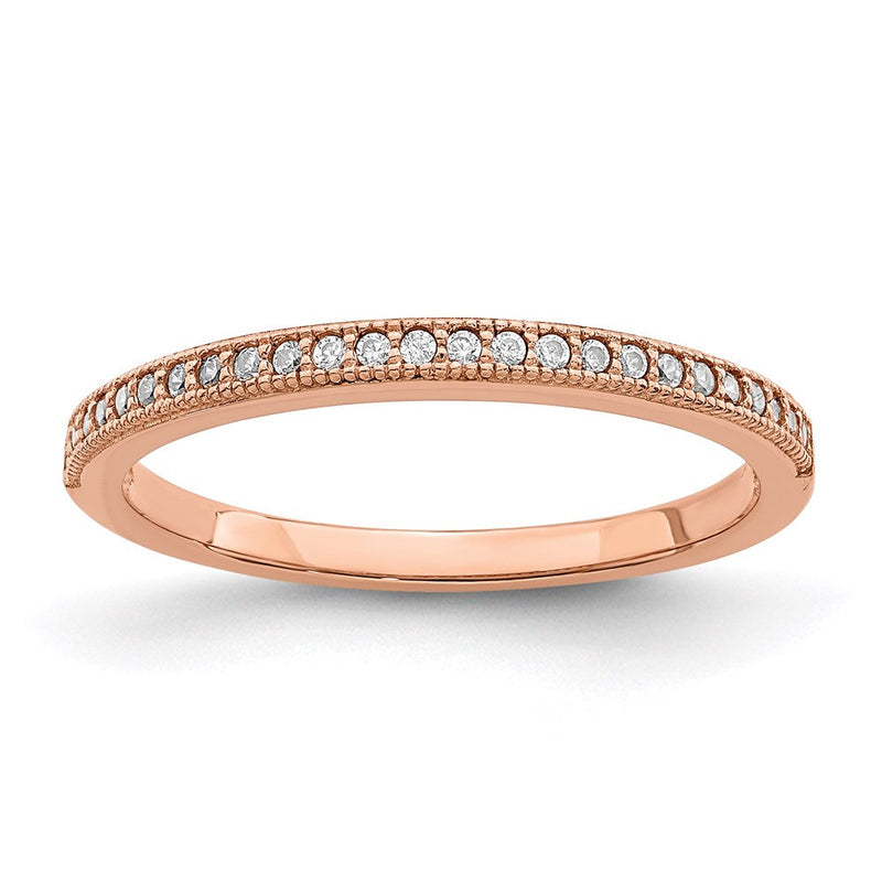 Ss/vergoldet Brillant Glut Sterlingsilber Rose Vergoldet 25 Stein Mikro Pavé Zirkonia Poliert Ring