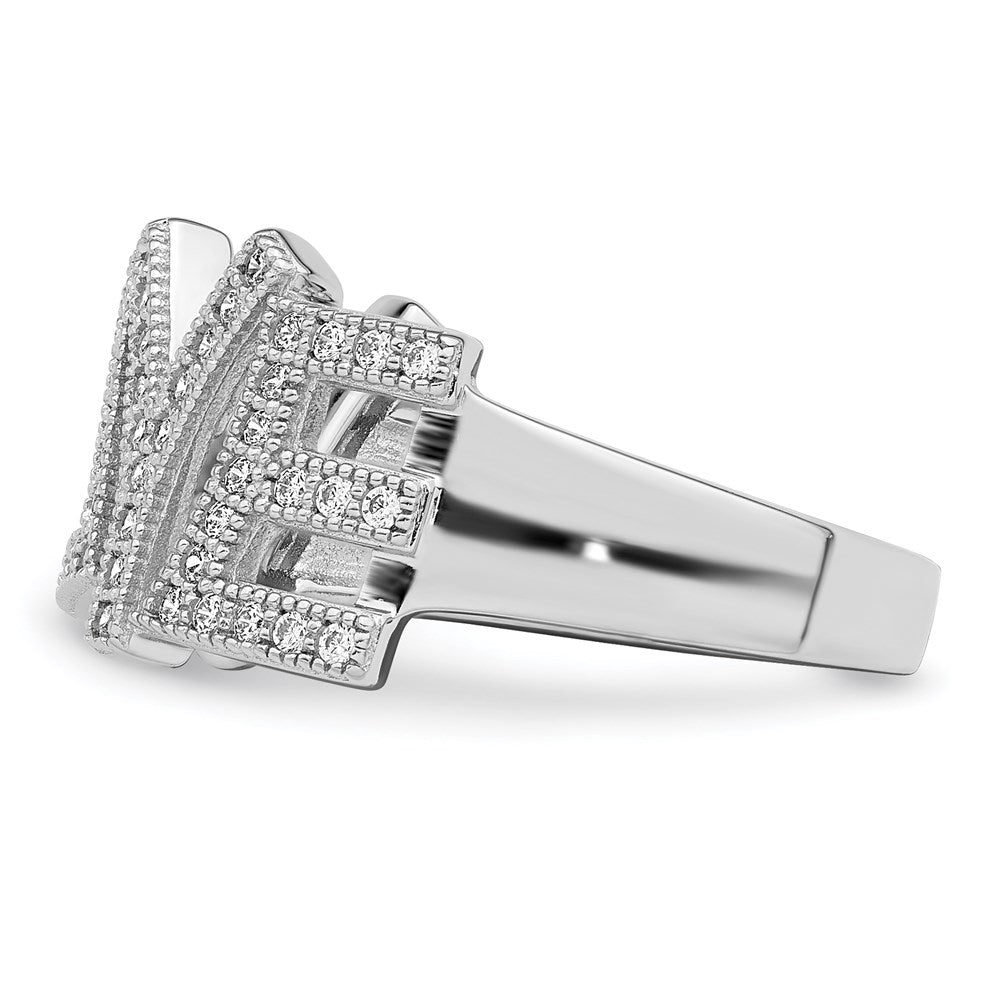 Sterlingsilber Brillant Glut Rhodiniert 63 Stein Mikro Pavé Zirkonia Poliert Liebe Ring