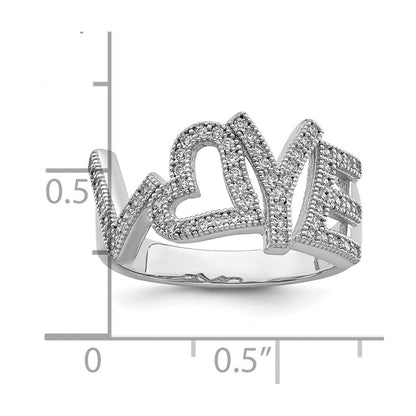 Sterlingsilber Brillant Glut Rhodiniert 63 Stein Mikro Pavé Zirkonia Poliert Liebe Ring
