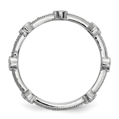 Sterlingsilber Brillant Glut Rhodiniert 33 Stein Mikro Pavé Zirkonia Ring