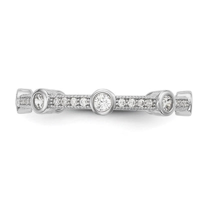 Sterlingsilber Brillant Glut Rhodiniert 33 Stein Mikro Pavé Zirkonia Ring