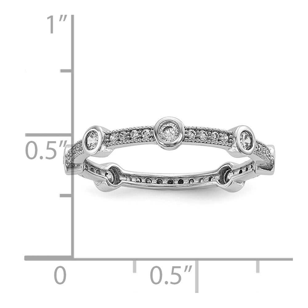 Sterlingsilber Brillant Glut Rhodiniert 33 Stein Mikro Pavé Zirkonia Ring