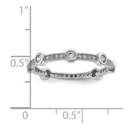 Sterlingsilber Brillant Glut Rhodiniert 33 Stein Mikro Pavé Zirkonia Ring