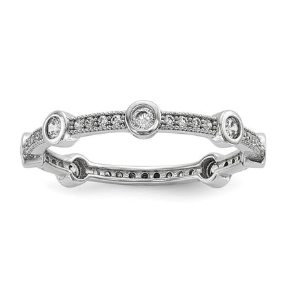Sterlingsilber Brillant Glut Rhodiniert 33 Stein Mikro Pavé Zirkonia Ring