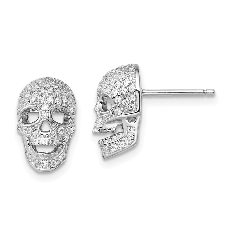Sterlingsilber Brillant Glut Rhodiniert 140 Stein Mikro Pavé Zirkonia Poliert Totenkopf Ohrstecker