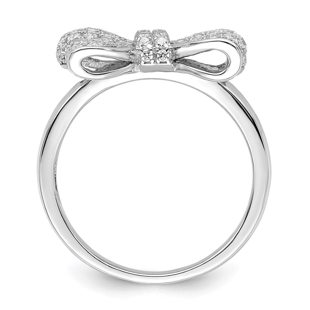 Sterlingsilber Brillant Glut Rhodiniert 71 Stein Mikro Pavé Zirkonia Schleife Ring