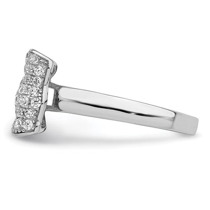 Sterlingsilber Brillant Glut Rhodiniert 71 Stein Mikro Pavé Zirkonia Schleife Ring