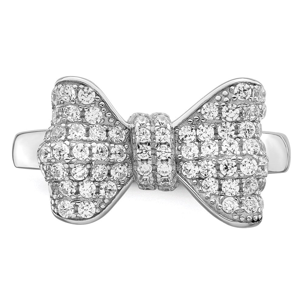 Sterlingsilber Brillant Glut Rhodiniert 71 Stein Mikro Pavé Zirkonia Schleife Ring