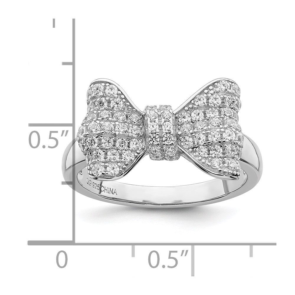 Sterlingsilber Brillant Glut Rhodiniert 71 Stein Mikro Pavé Zirkonia Schleife Ring