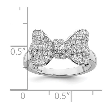 Sterlingsilber Brillant Glut Rhodiniert 71 Stein Mikro Pavé Zirkonia Schleife Ring
