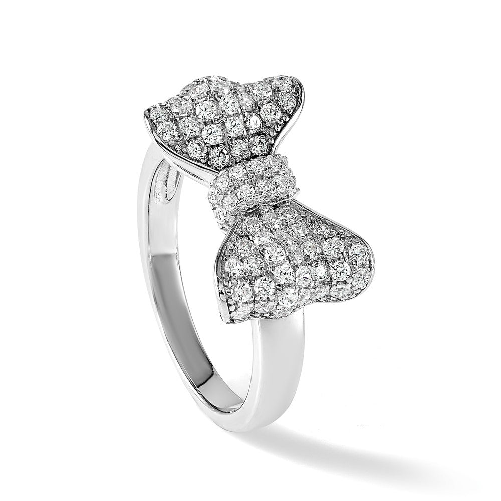 Sterlingsilber Brillant Glut Rhodiniert 71 Stein Mikro Pavé Zirkonia Schleife Ring