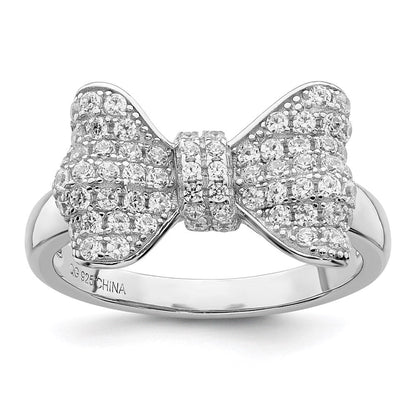 Sterlingsilber Brillant Glut Rhodiniert 71 Stein Mikro Pavé Zirkonia Schleife Ring