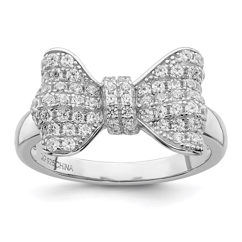 Sterlingsilber Brillant Glut Rhodiniert 71 Stein Mikro Pavé Zirkonia Schleife Ring