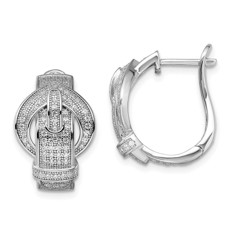 Sterlingsilber Brillant Glut Rhodiniert 202 Stein Mikro Pavé Zirkonia Schnalle Klappbar Ohrstecker