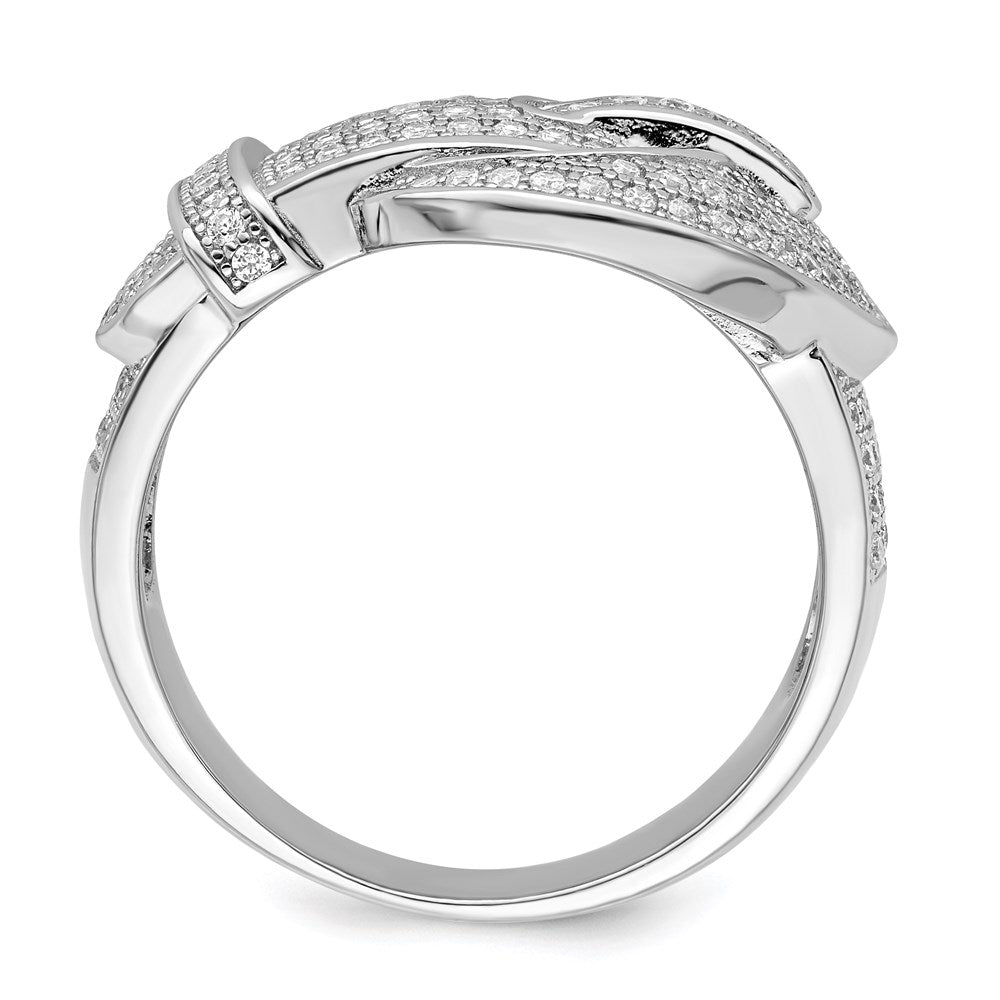 Sterlingsilber Brillant Glut Rhodiniert 140 Stein Mikro Pavé Zirkonia Schnalle Ring
