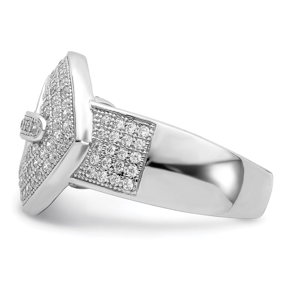 Sterlingsilber Brillant Glut Rhodiniert 140 Stein Mikro Pavé Zirkonia Schnalle Ring