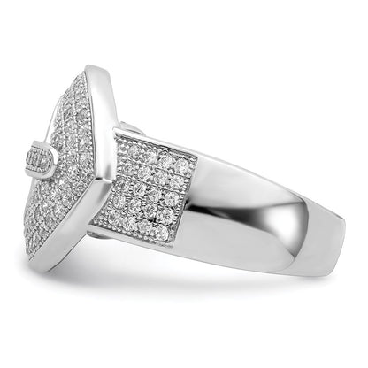 Sterlingsilber Brillant Glut Rhodiniert 140 Stein Mikro Pavé Zirkonia Schnalle Ring