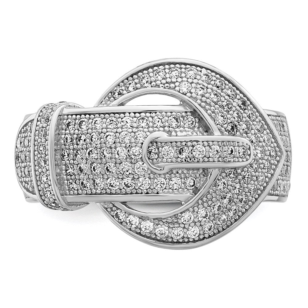 Sterlingsilber Brillant Glut Rhodiniert 140 Stein Mikro Pavé Zirkonia Schnalle Ring