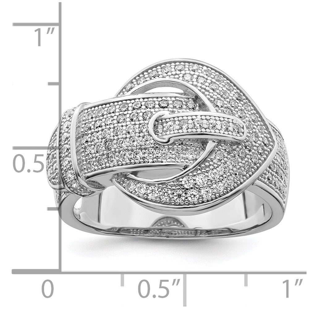Sterlingsilber Brillant Glut Rhodiniert 140 Stein Mikro Pavé Zirkonia Schnalle Ring